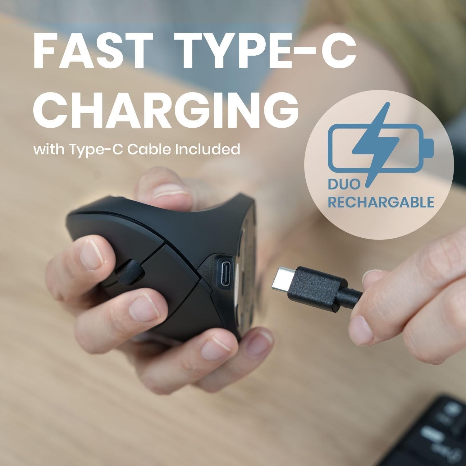 Vertical Ergonomic Wireless Mouse Rechargeable 6 Button USB