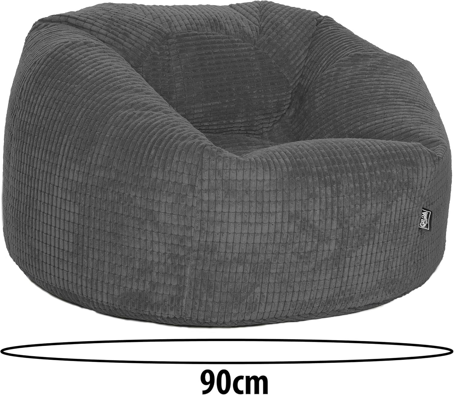 Giant Corduroy Bean Bag Chair Grey Soft Adult Seat Lounger Sofa Bed