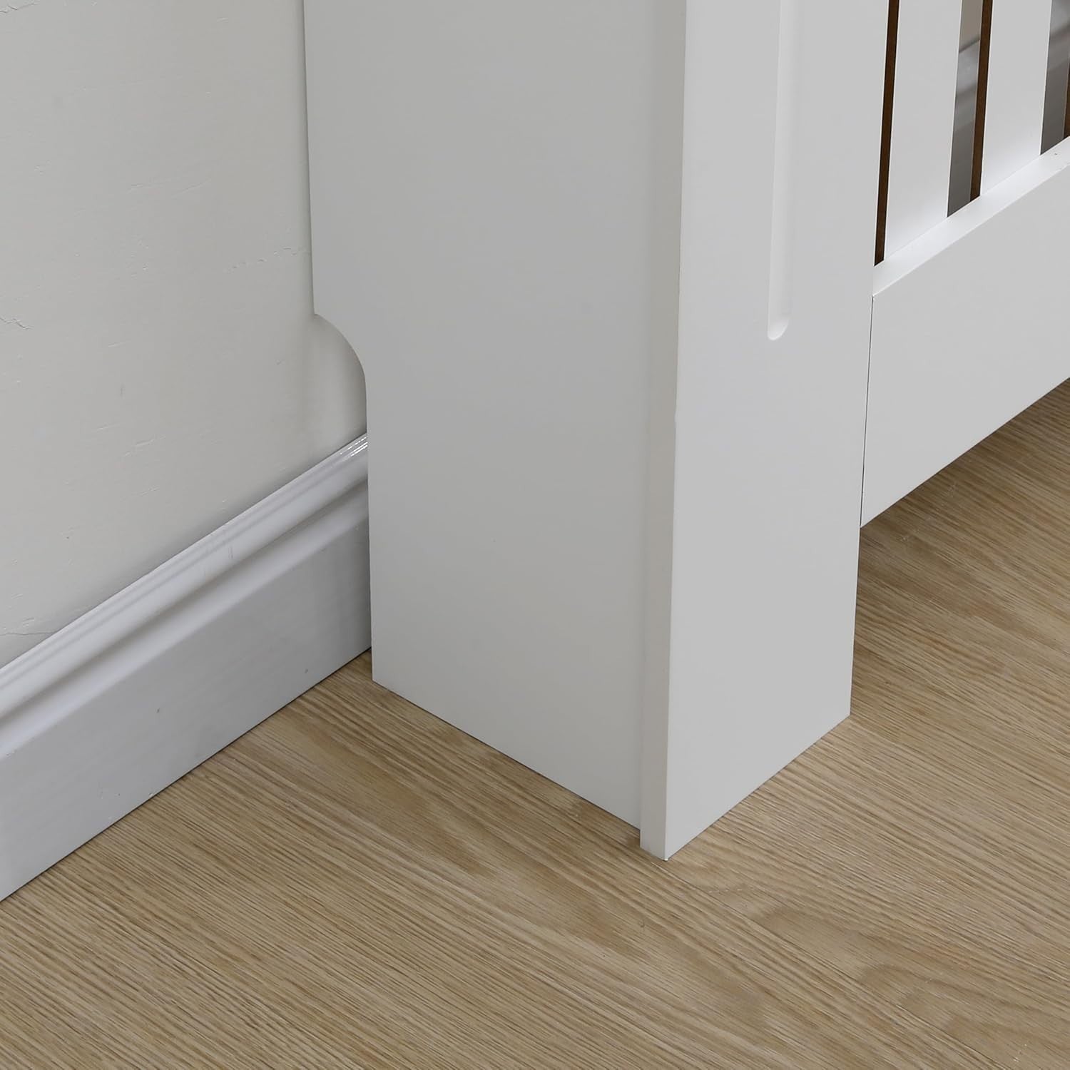 Large White Radiator Cover MDF Slatted Cabinet – Modern Grill Heater Shelf