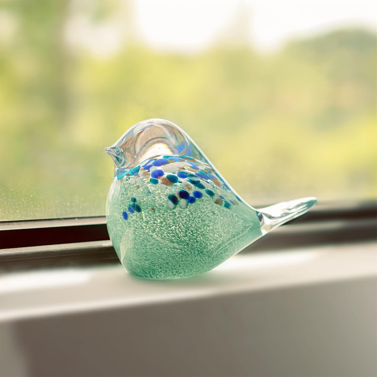Handmade Glass Bird Ornament | Blown Glass Figurine Paperweight Art Decor Gift