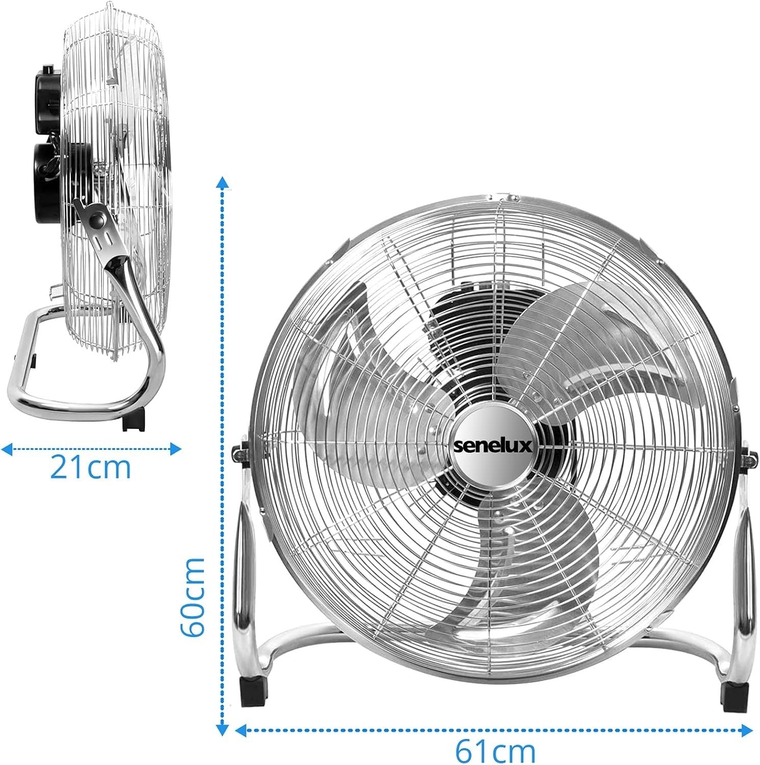 20-Inch High-Velocity Floor Fan – 3-Speed Chrome Metal Cooling Air Circulator