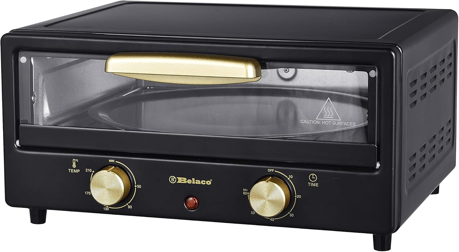 12" Electric Mini Oven 1800W Pizza Maker Toaster Grill Baking Tray Black