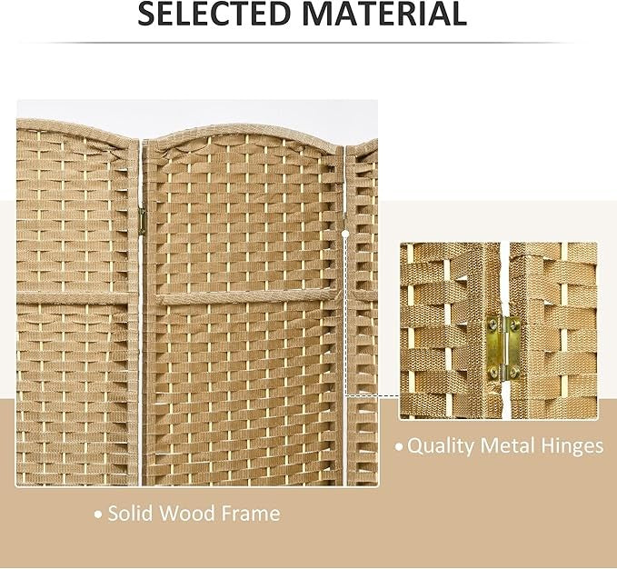 Natural 6 Panel Folding Room Divider – Freestanding Bamboo-Style Privacy Screen