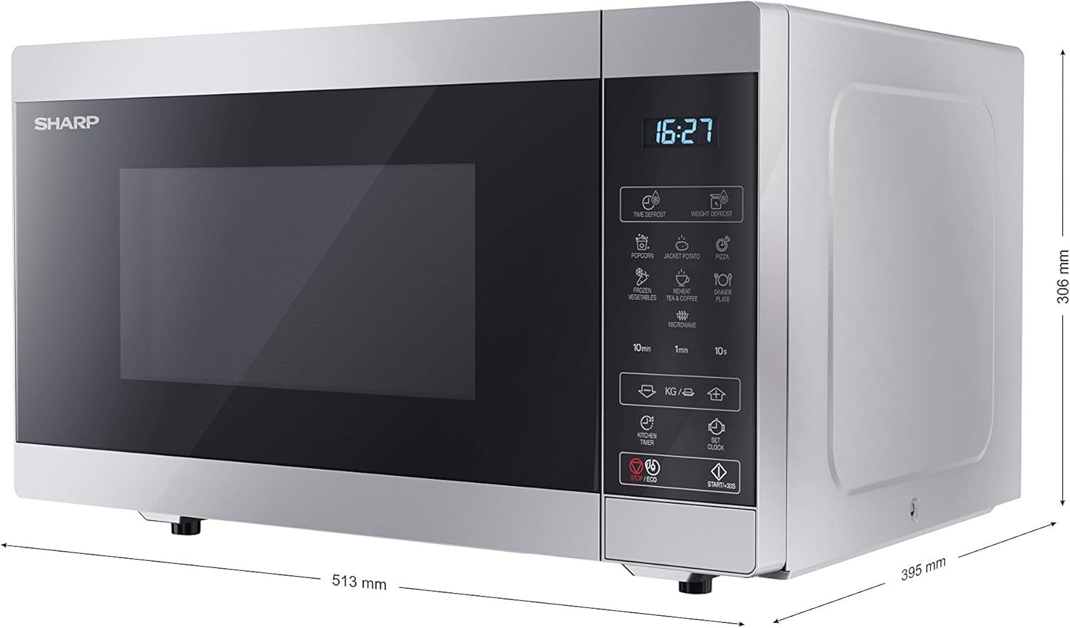 25L 900W Digital Microwave Silver 11 Power ECO