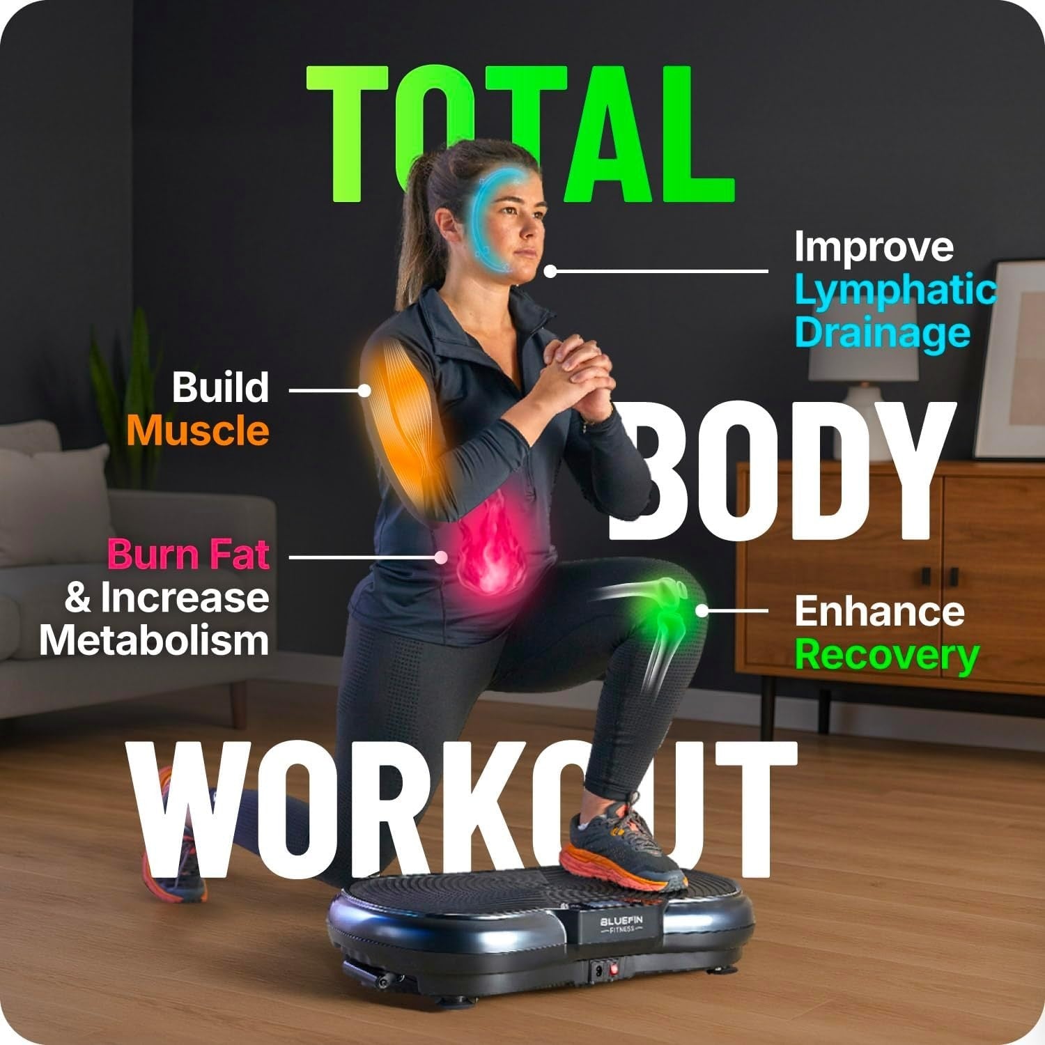 Ultra Slim Vibration Plate Exercise Machine 180 Levels 5 Programs Home