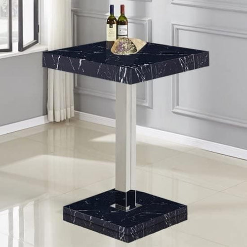 Milano Marble Effect High Gloss Square Bar Table Dining Pub 80×80×110cm Home