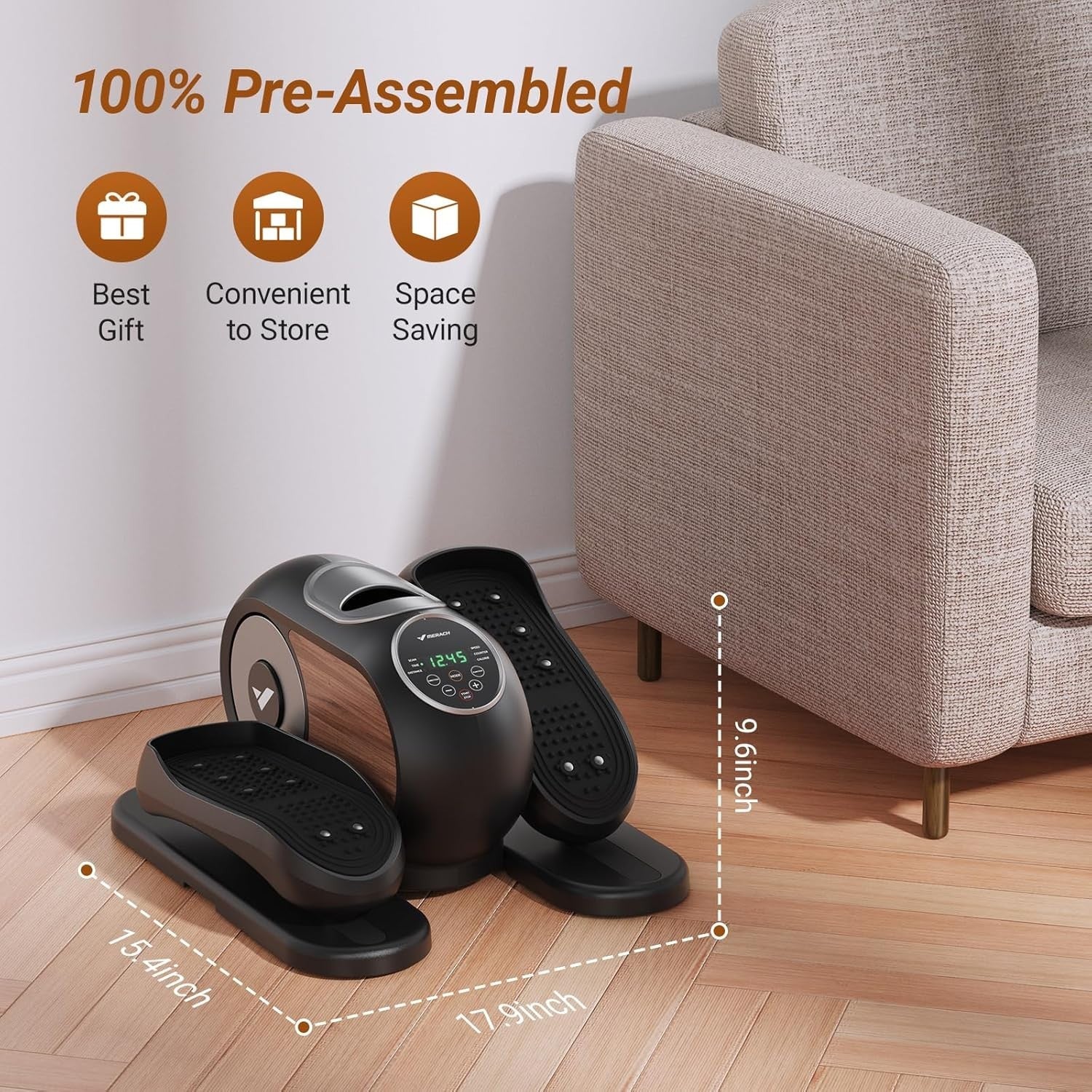 Under Desk Elliptical Machine, 12-Speed Seated Pedal Exerciser, Quiet & Portable