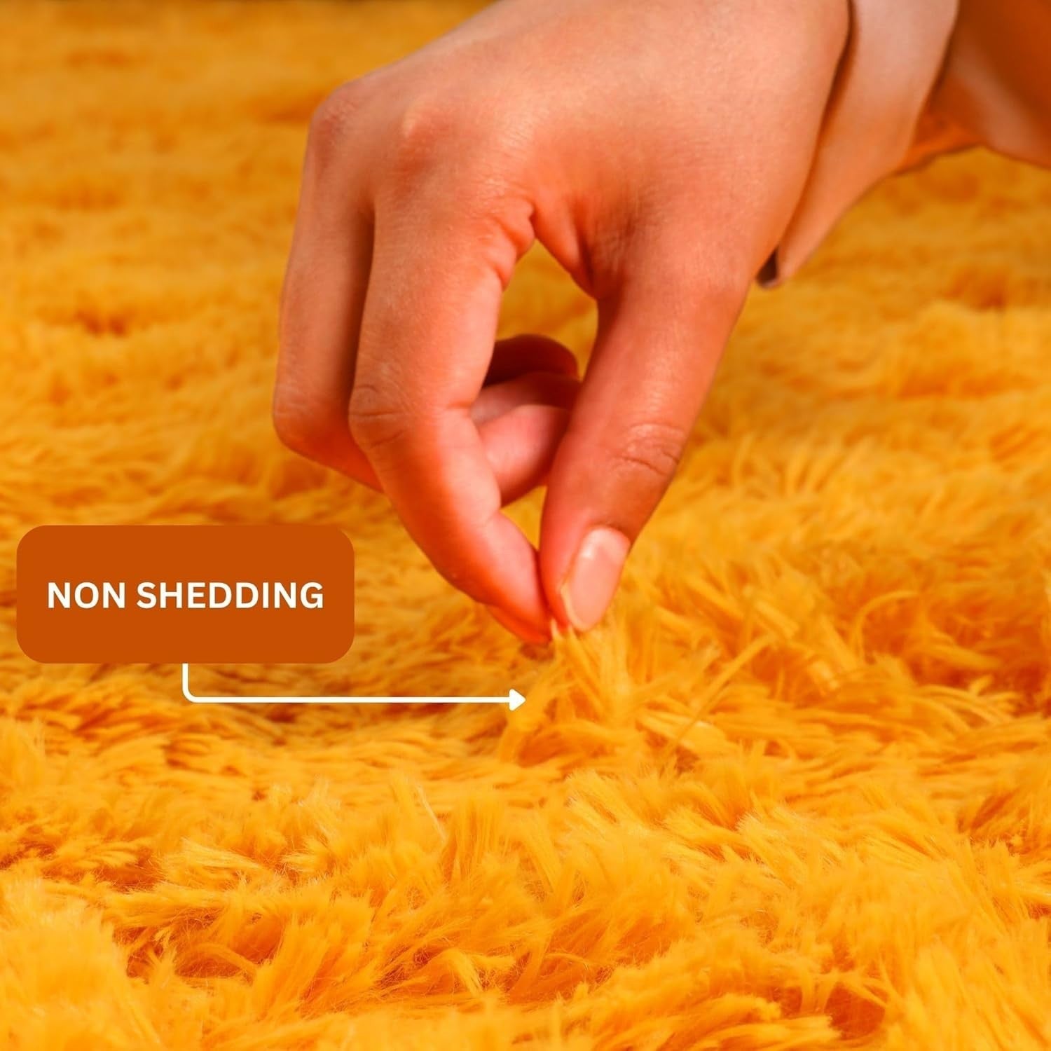 Large Shaggy Rug 200x290cm Ochre Soft Fluffy Thick Pile Non Slip Bedroom Carpet