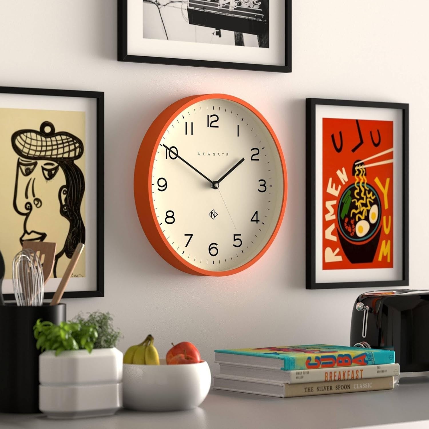 Modern Round Wall Clock 37cm | Easy-Read Numbers | Kitchen, Living Room