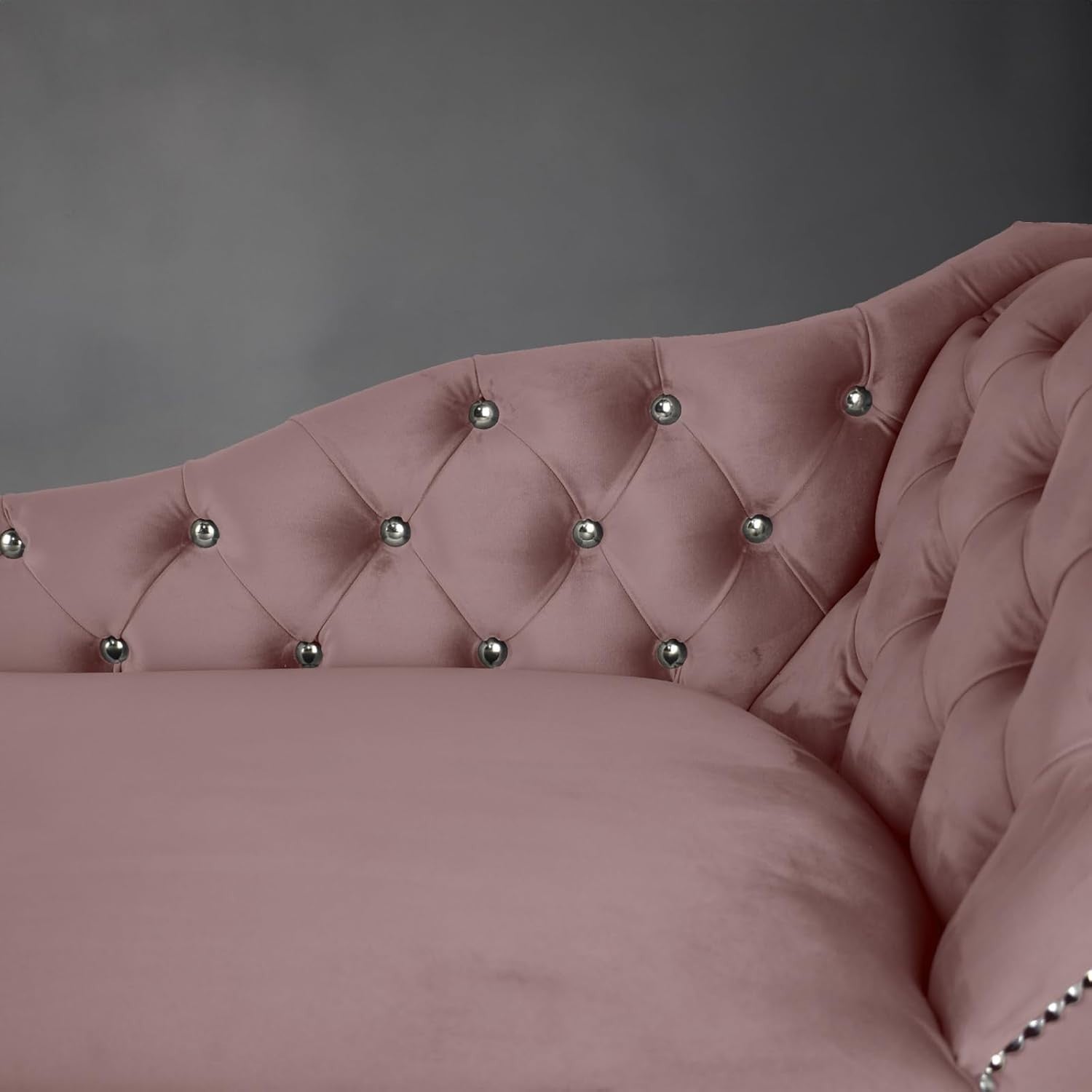 Heather Velvet Chaise Lounge Sofa | Right Hand Tufted Seat for Bedroom