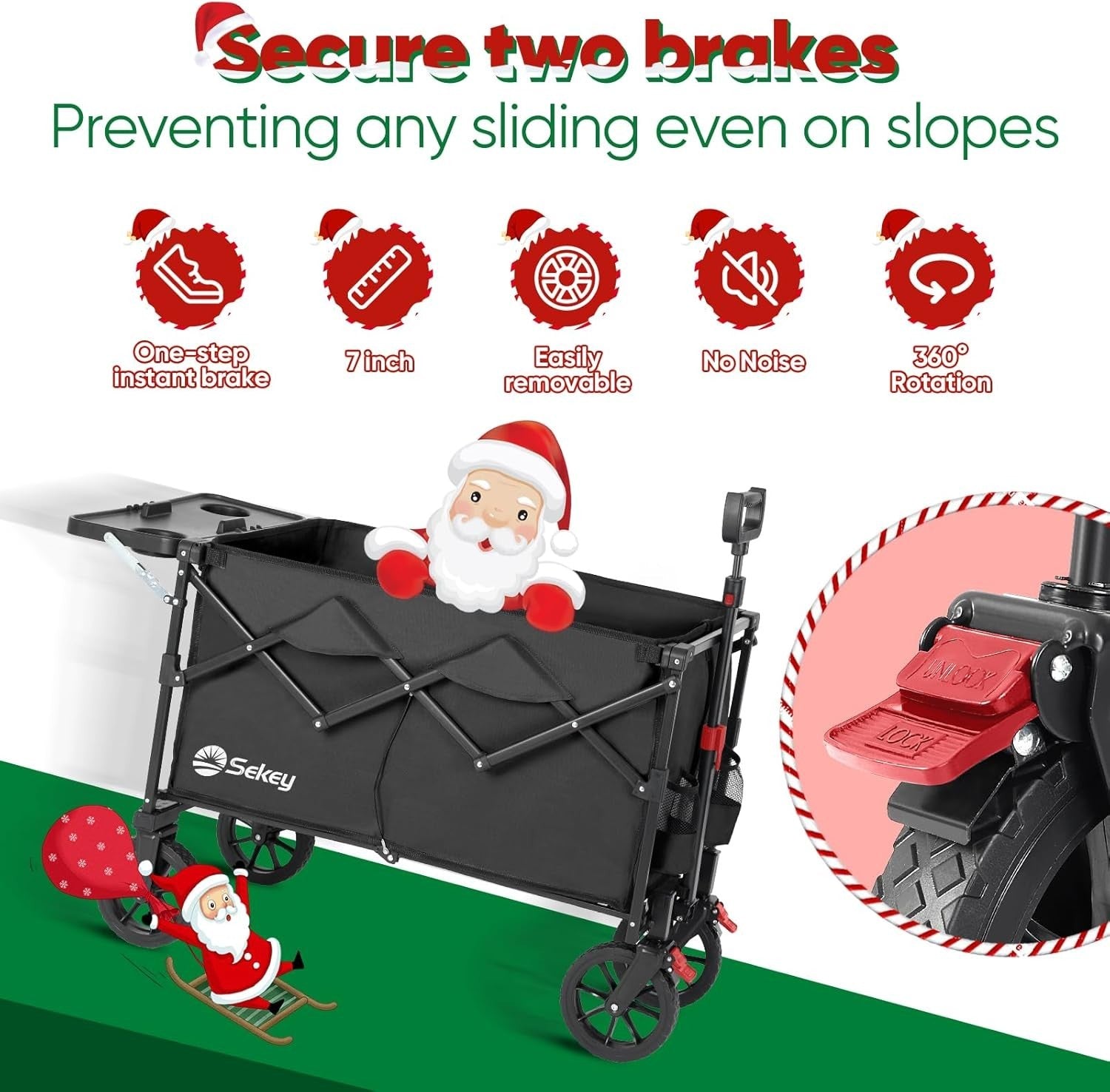 Black 250L Folding Wagon with Table Heavy Duty 330lbs Outdoor Trolley