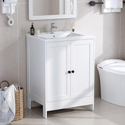 White Bathroom Sink Cabinet 64x47x85cm Vanity Unit with Basin Storage Cupboard