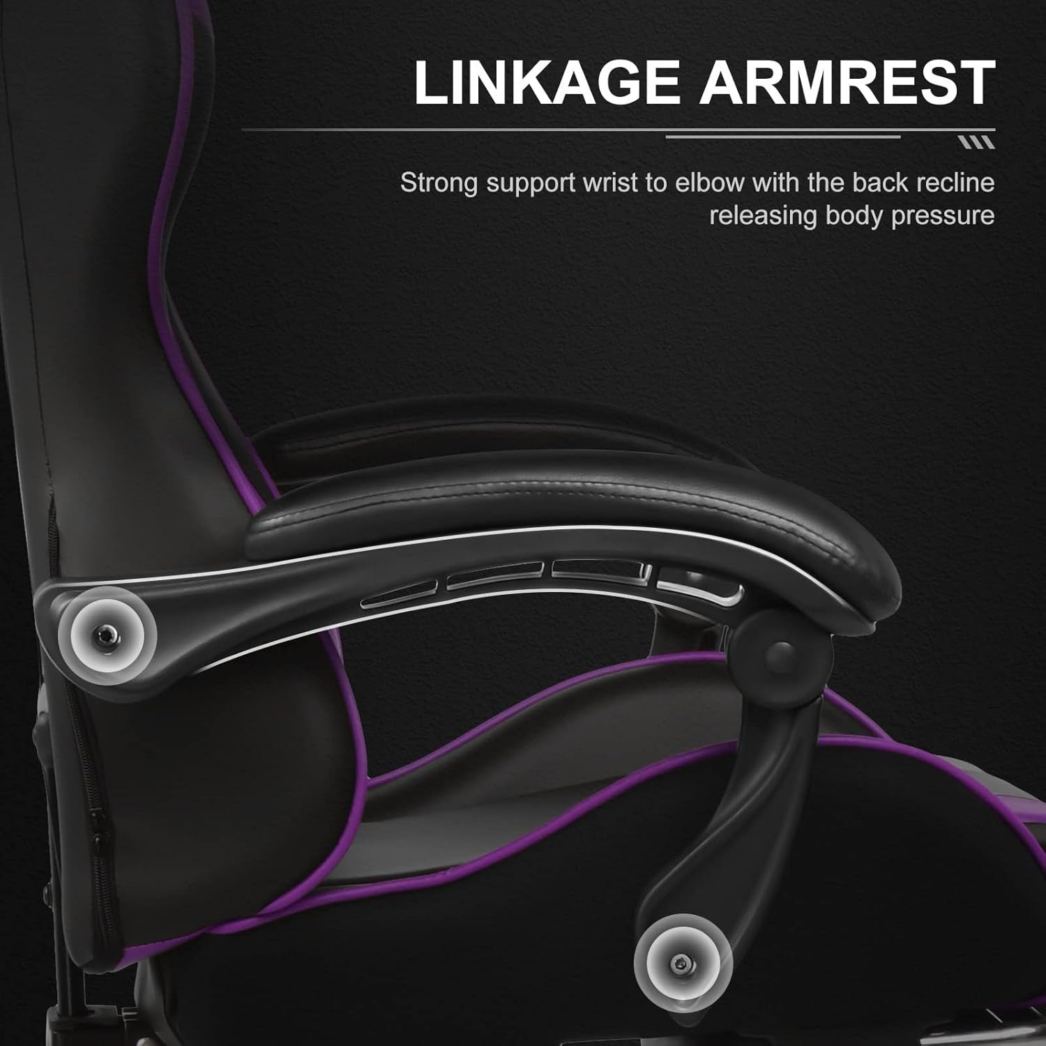 Gaming Chair Ergonomic Purple Reclining Racing Style Footrest Massage Lumbar Sup