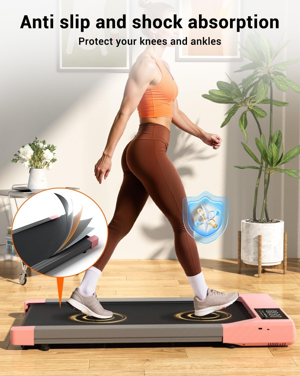 Compact Under Desk Treadmill – Quiet, Shock-Absorbing, App-Controlled, Portable
