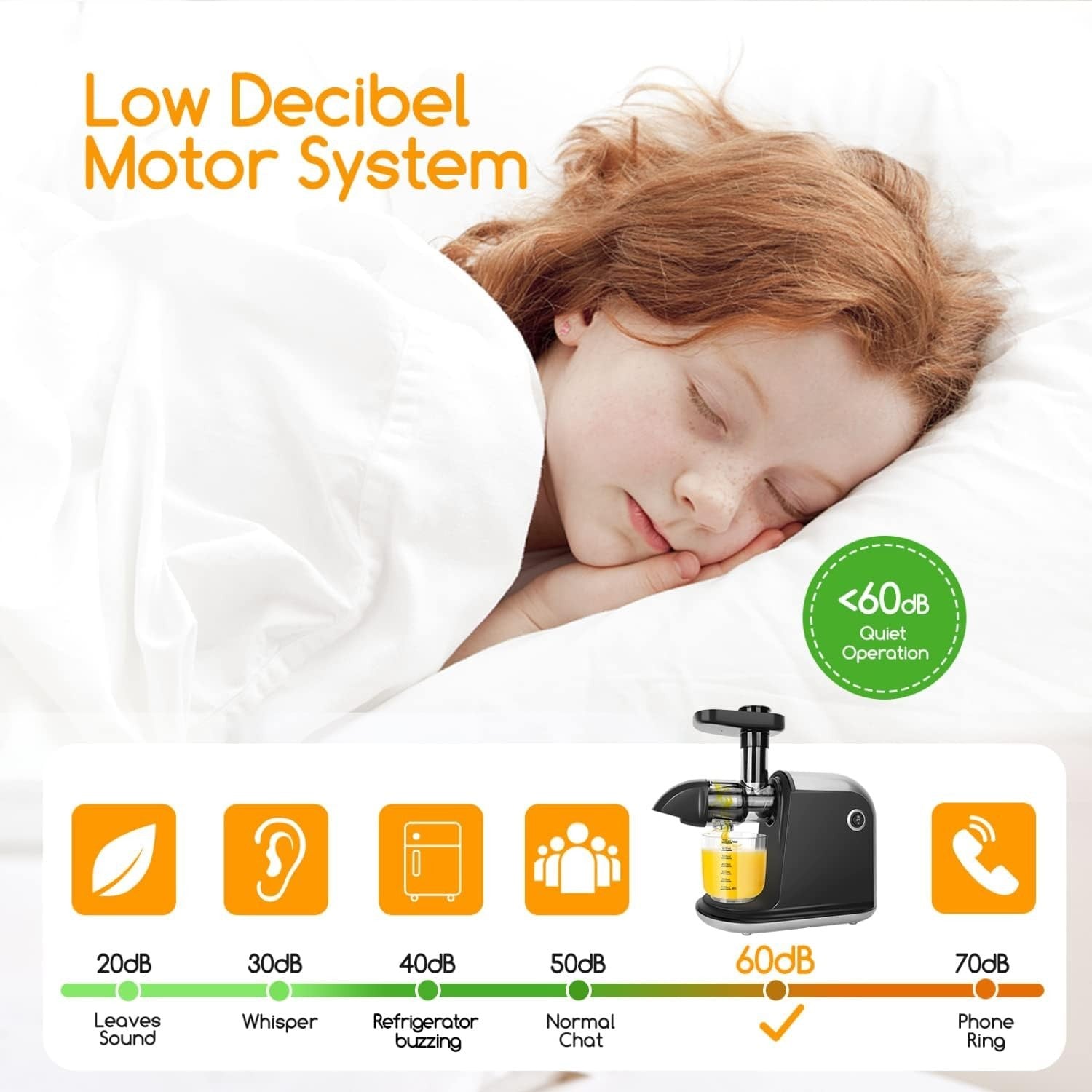 Cold Press Slow Juicer Quiet Motor High Yield Easy Clean Reverse
