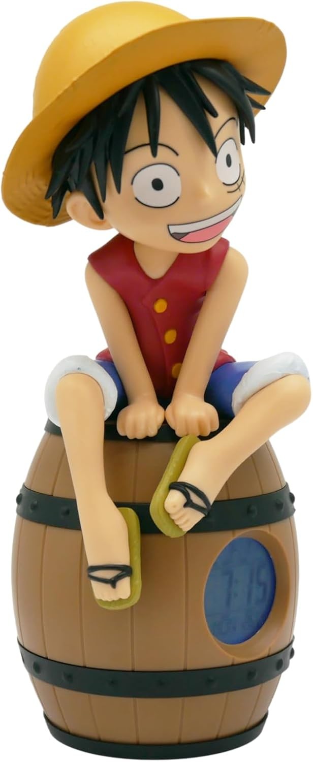 Anime Figure Alarm Clock Barrel Style Digital Desk Bedside Clock Brown