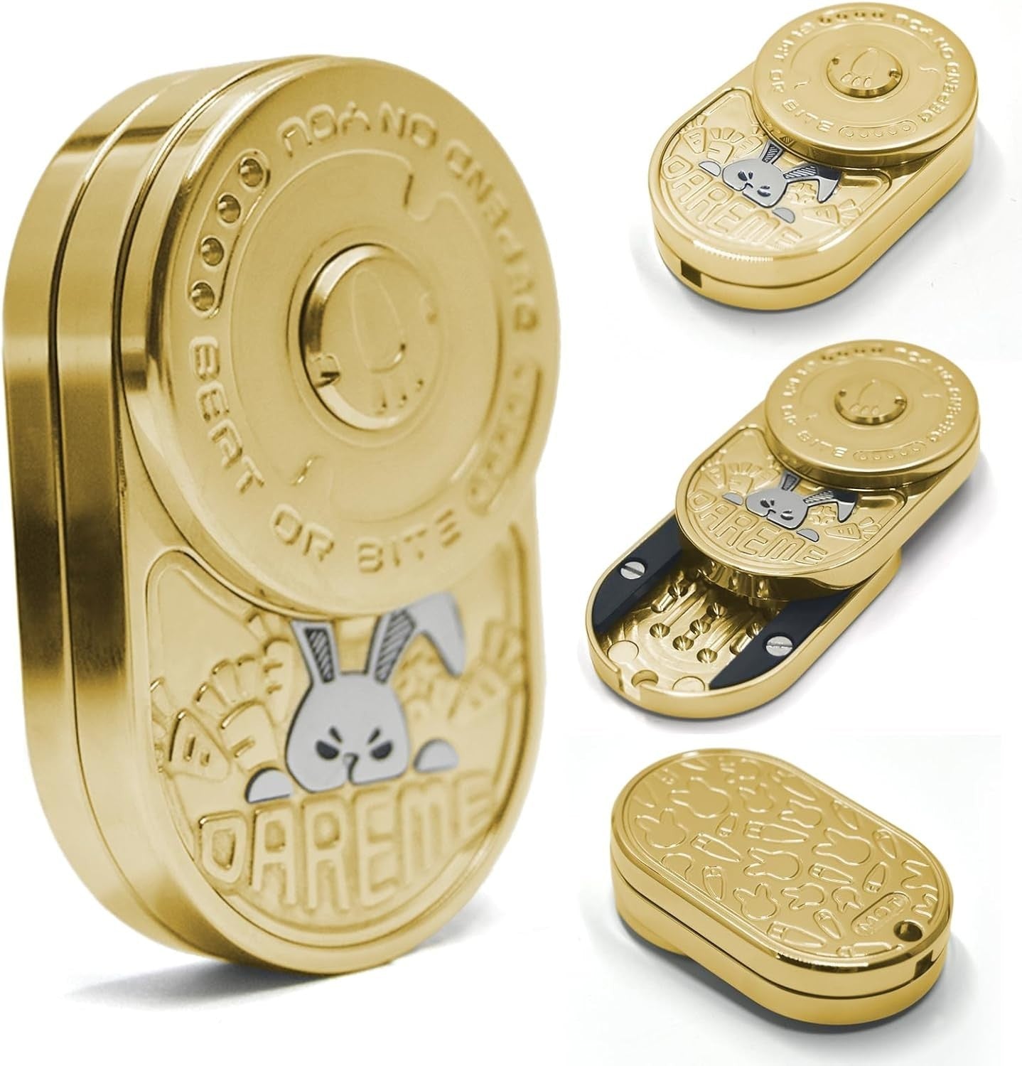 Gold Rabbit Metal Fidget Slider Ratchet Click Stress Relief EDC Toy