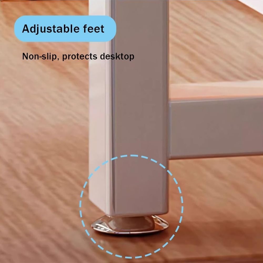 2-Tier Metal Desk Hutch Shelf | Desktop Storage Rack 55cm/21.7in