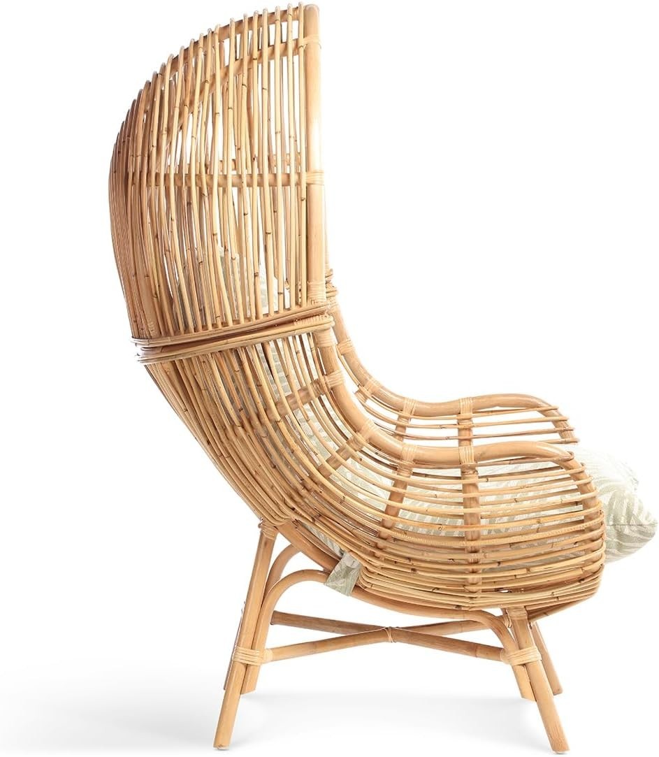 Large Rattan Lounge Chair Hanging Style High Back Indoor Wicker Seat Cushion