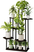 7 Tier Tall Metal Wood Plant Stand Indoor Outdoor Multi-Level Flower Shelf