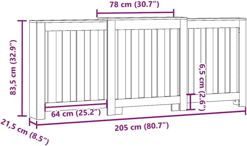 Smoked Oak Radiator Cover Cabinet | Modern Slatted MDF Heater Shelf