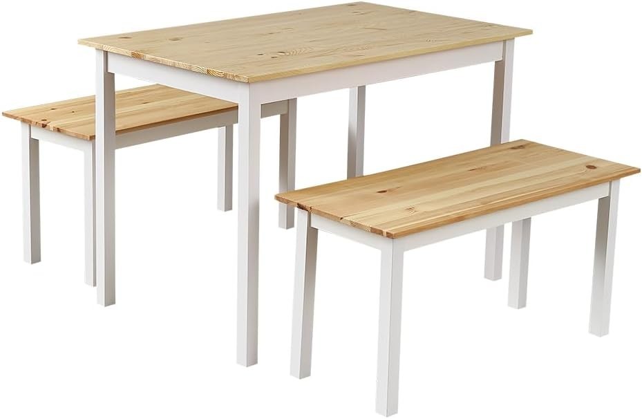 Solid Pine Dining Table & Bench Set | Durable Kitchen Furniture, Classic