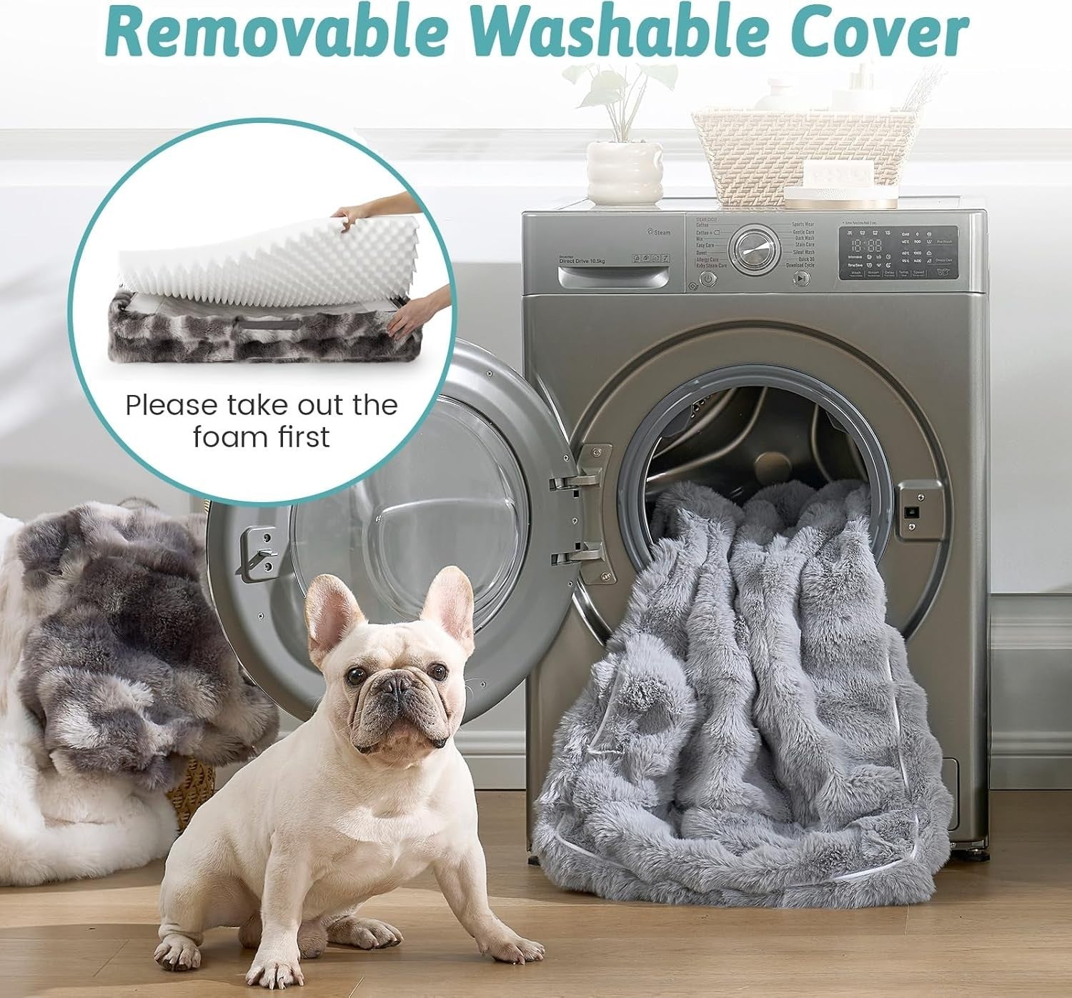 XL Orthopedic Dog Bed 44x32in Faux Fur Sofa Washable