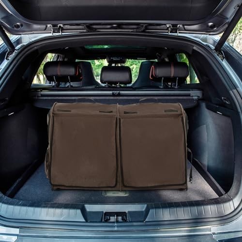 Foldable 2-in-1 Pet Carrier Brown Cat Dog Travel Crate with Hammocks & Litter Bo