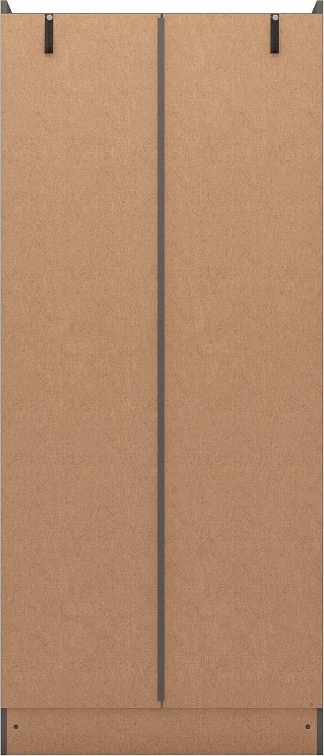 Grey 2 Door Mirror Wardrobe with Drawer – Modern Bedroom Storage Unit