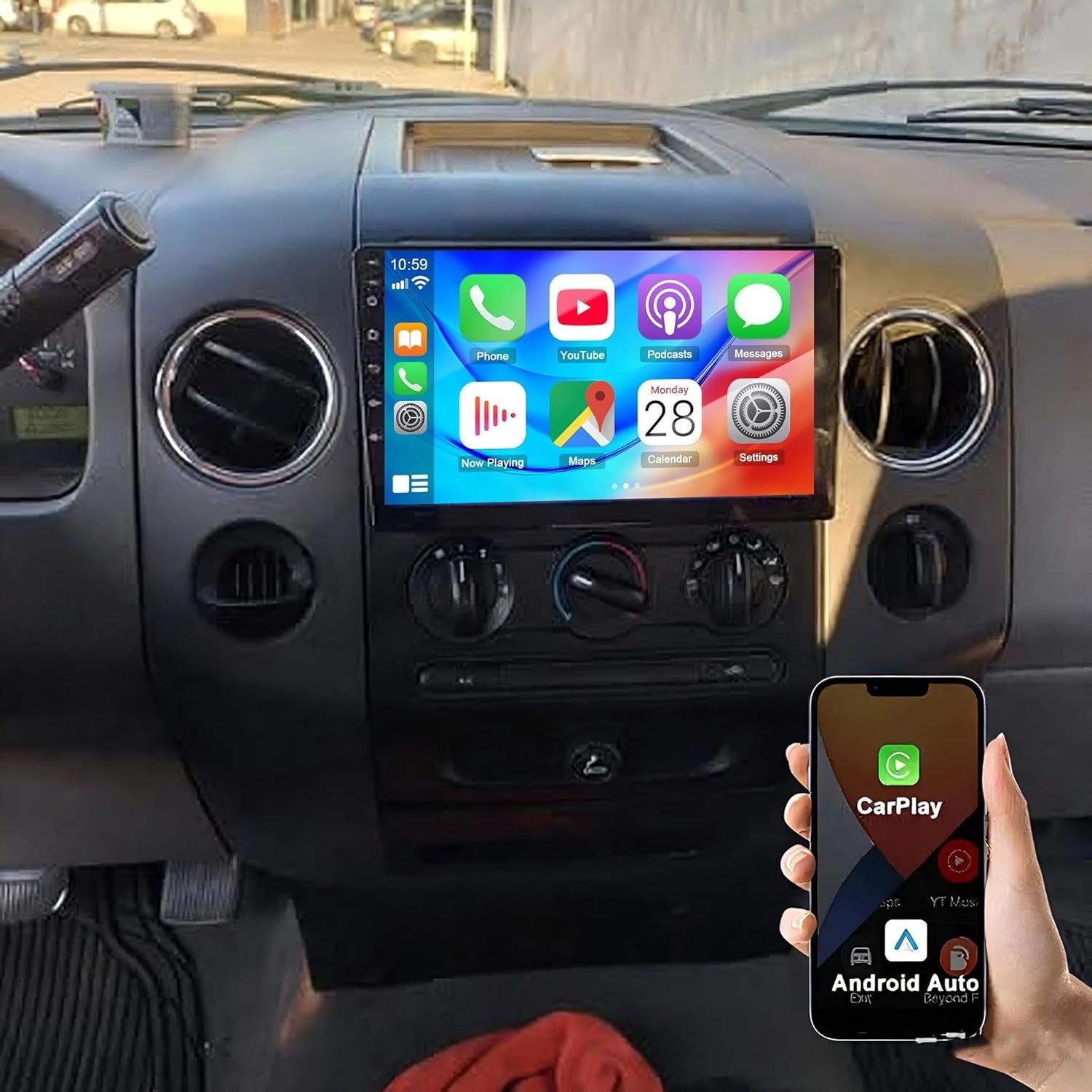 10.1" Car Stereo 2+64GB CarPlay Android Auto Sat Nav BT WiFi