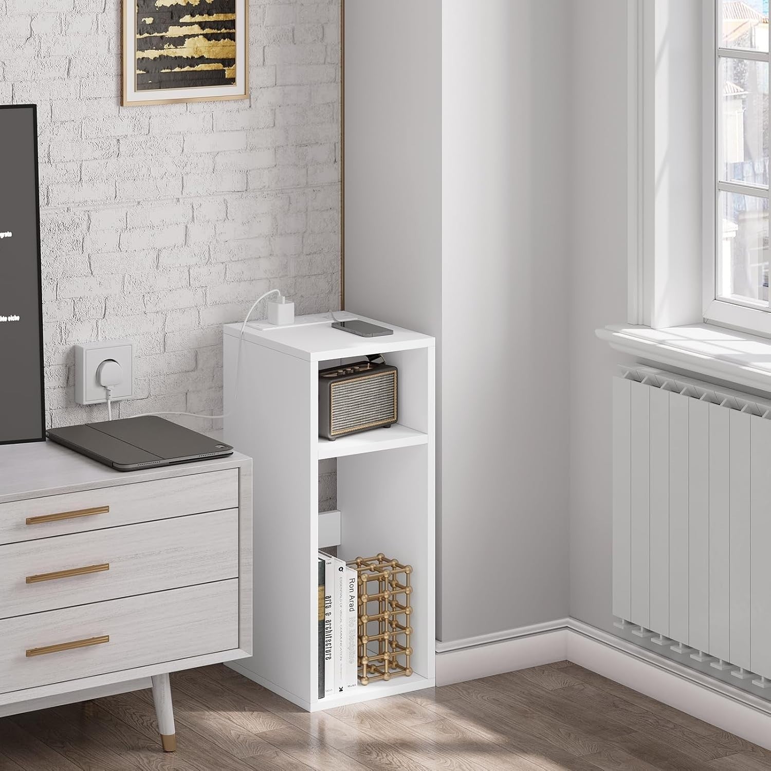Set of 2 Smart Bedside Tables with USB Charging Ports & Storage Shelves