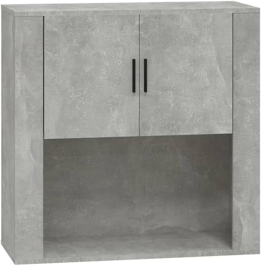 Concrete Grey Wall Cabinet with Ample Storage & Moisture-Resistant Finish