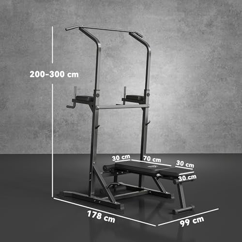 Black Multi-Function Pull Up Tower Dip Station Adjustable Home Gym