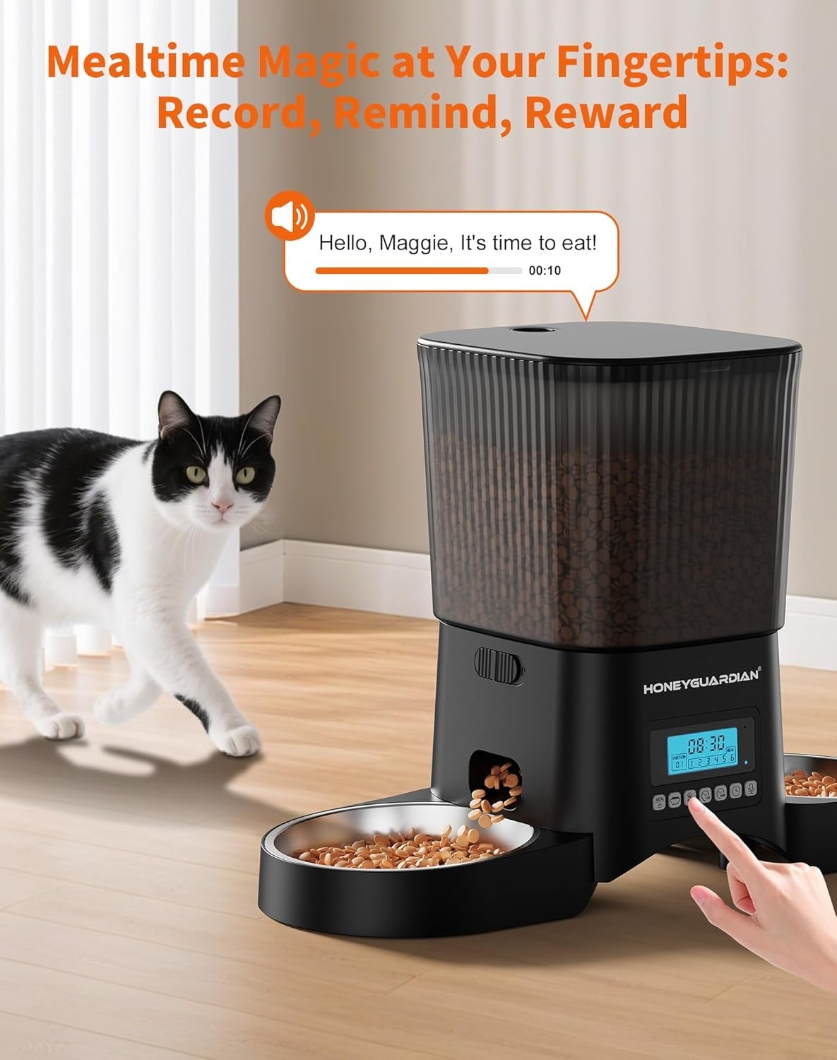 Automatic Cat Feeder for 2 Cats 3.5L Timed Food Dispenser Dual Bowl