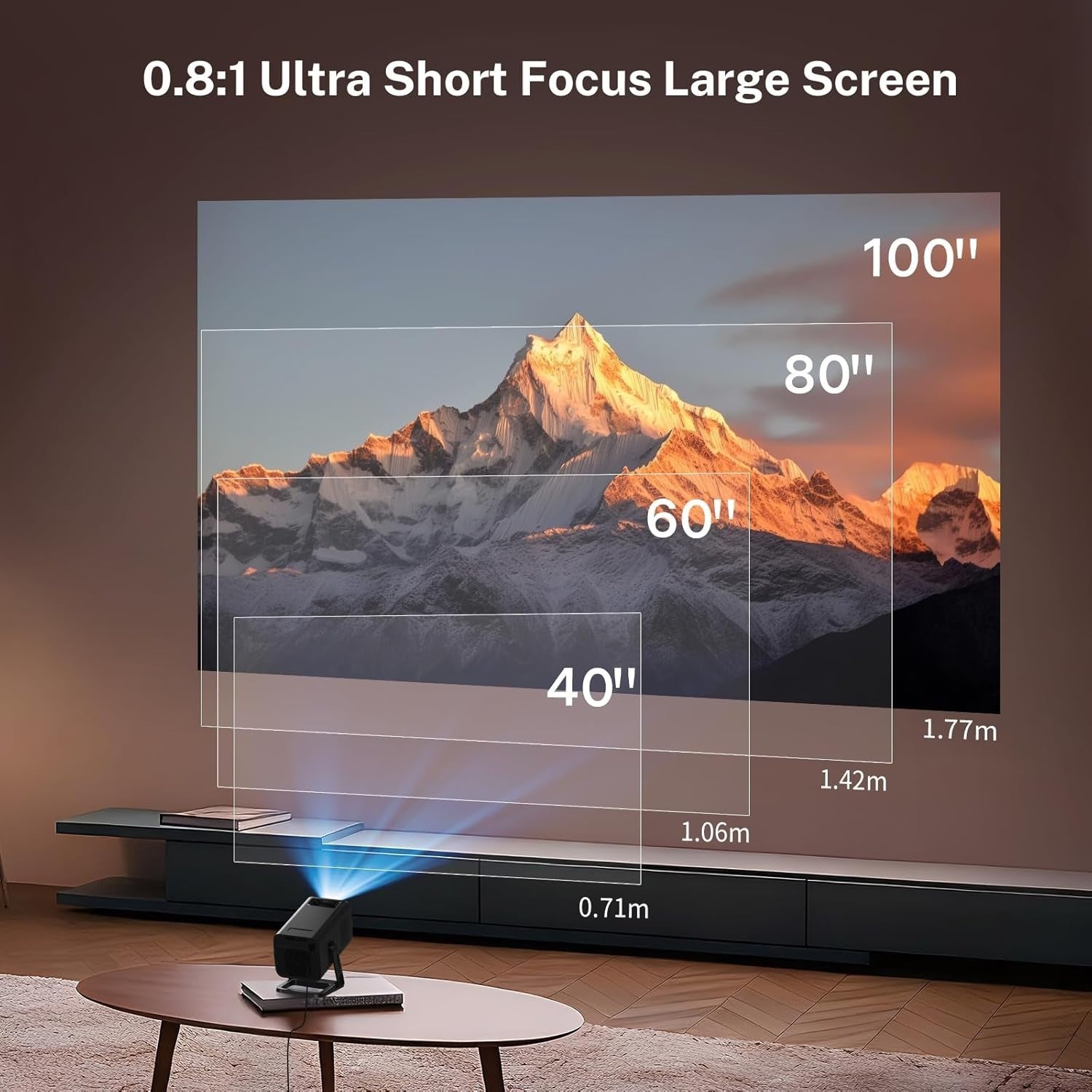 Mini 1080P Smart Projector WiFi 6 Bluetooth 5.4 Android Ceiling