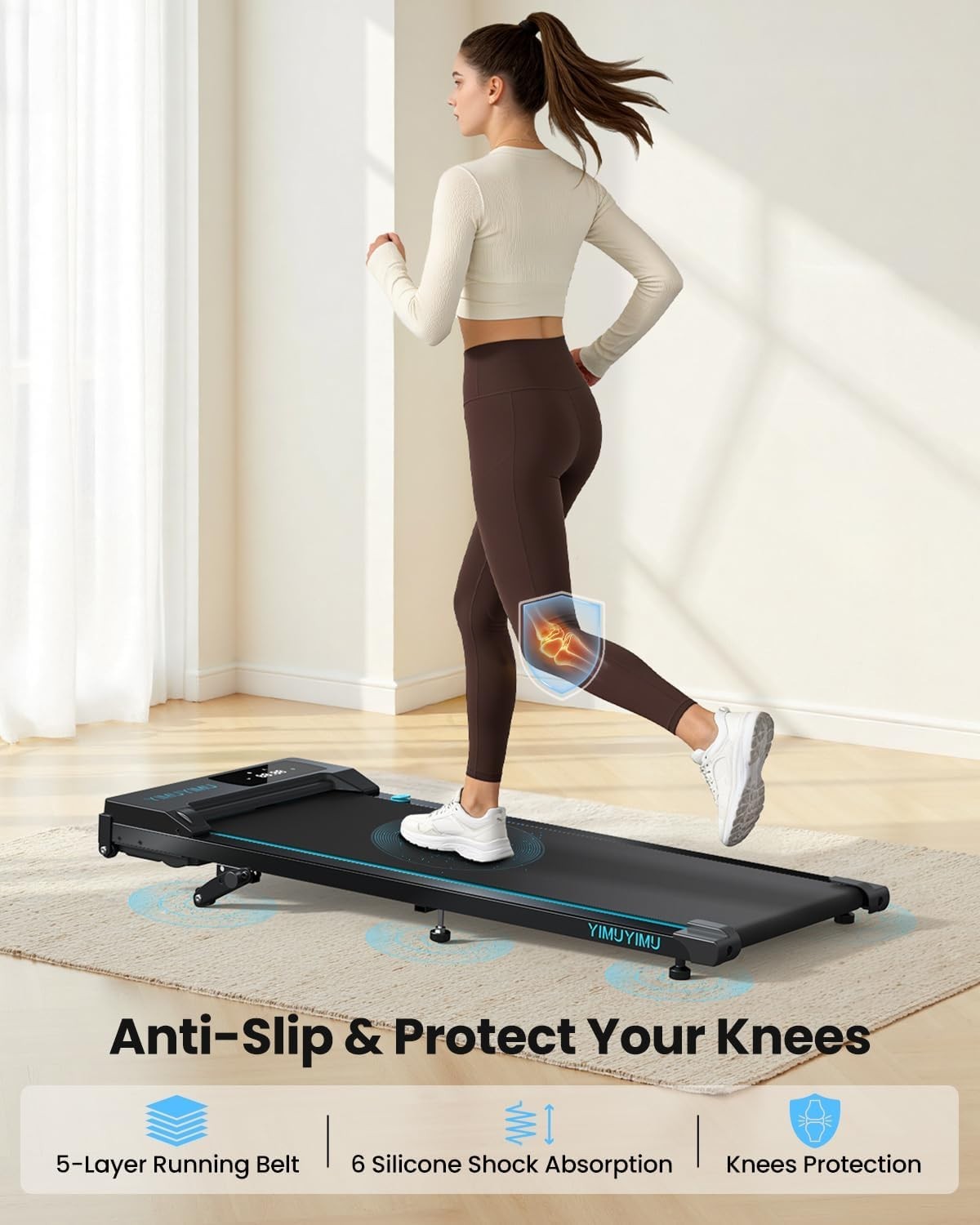 Under Desk Walking Treadmill 8% Incline 10km/h Quiet Home Gym