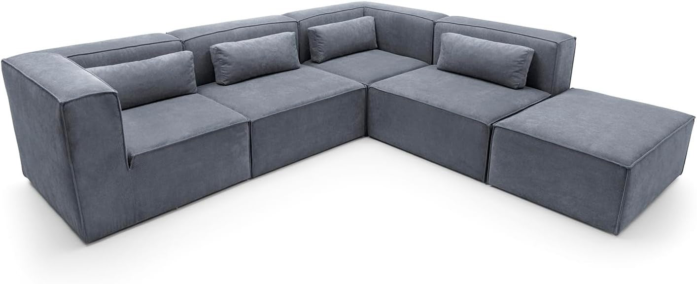 Dark Grey Corner Sofa 5 Seater Modular L Shape | 282x257x73cm Sectional