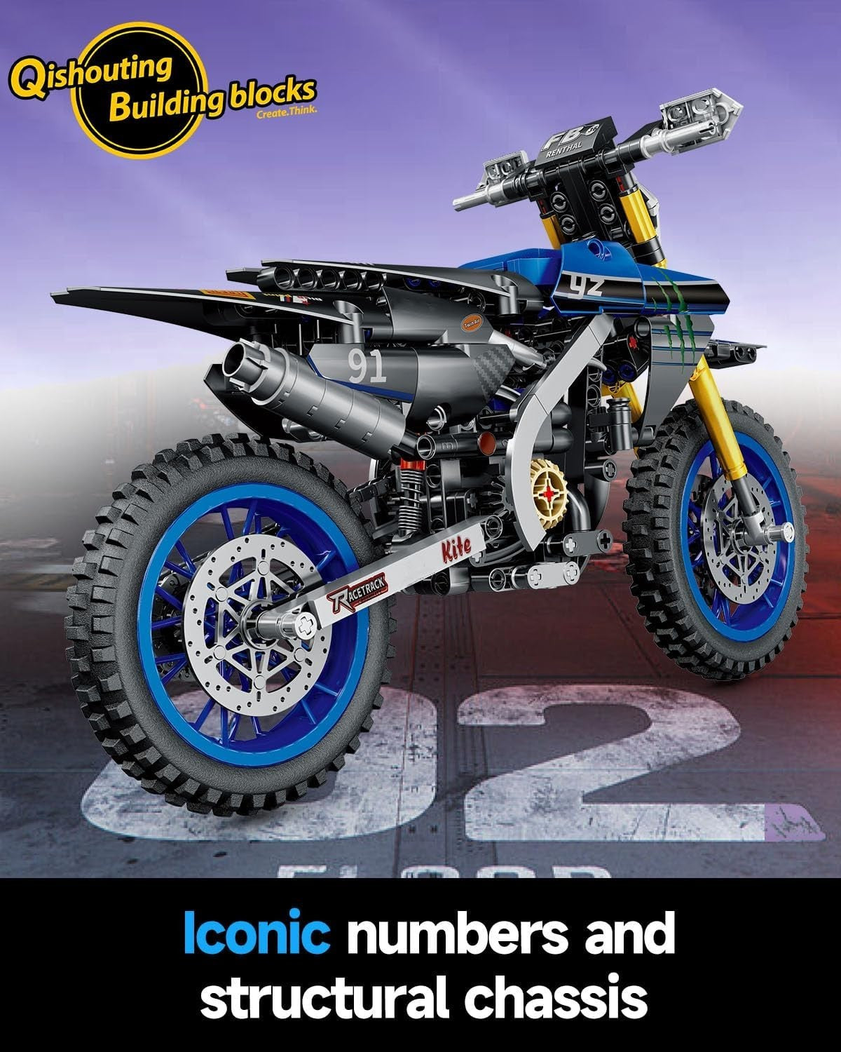 506 PCS Off-Road Dirt Bike Building Kit - Realistic 1:8 Scale Model Toy