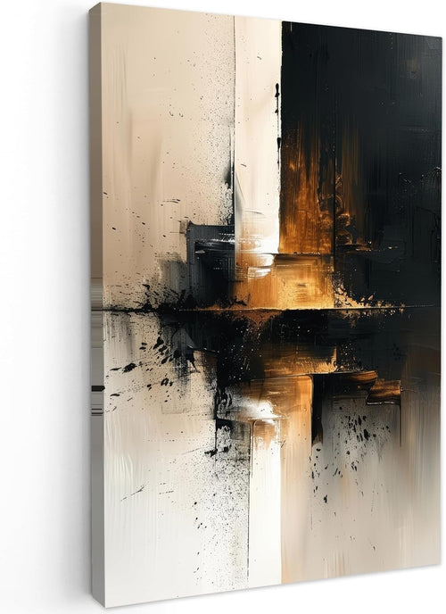 Large Black Gold Abstract Canvas Wall Art Luxury Modern Painting 80x120cm