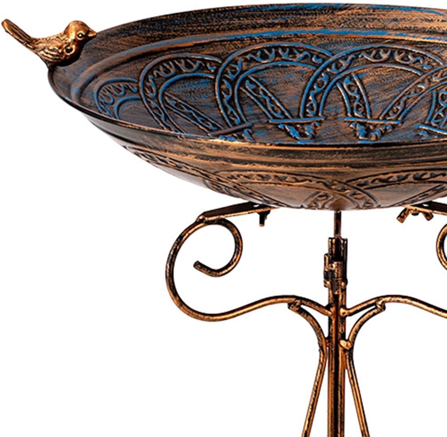 Elegant Bronze Bird Bath Feeder Garden Decor Heavy Duty Metal Tripod Base