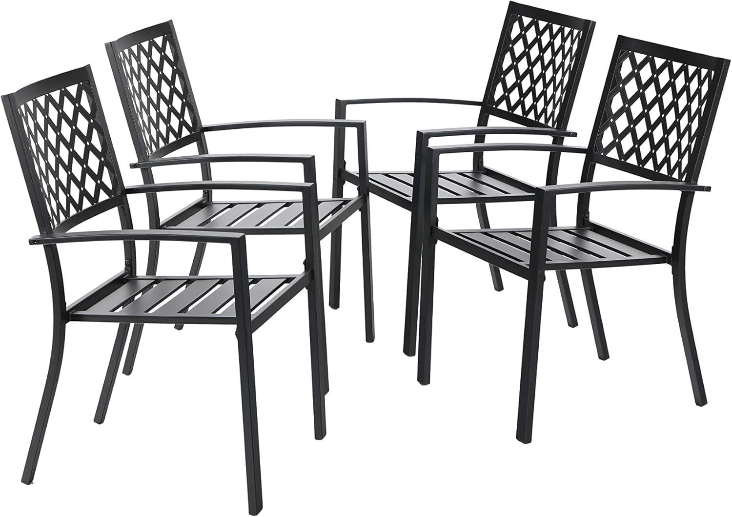4 Metal Patio Dining Chairs Stackable Garden Bistro Outdoor Deck Set