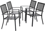 4 Metal Patio Dining Chairs Stackable Garden Bistro Outdoor Deck Set