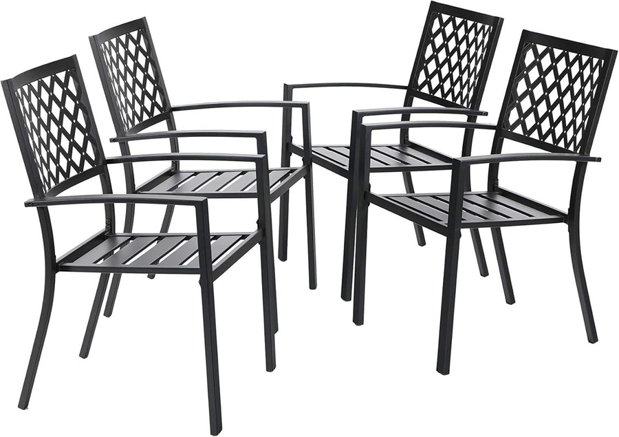 4 Metal Patio Dining Chairs Stackable Garden Bistro Outdoor Deck Set