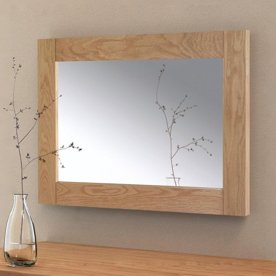 Large Oak Wall Mirror Rectangular 100x70cm Solid Wood Bedroom Hallway