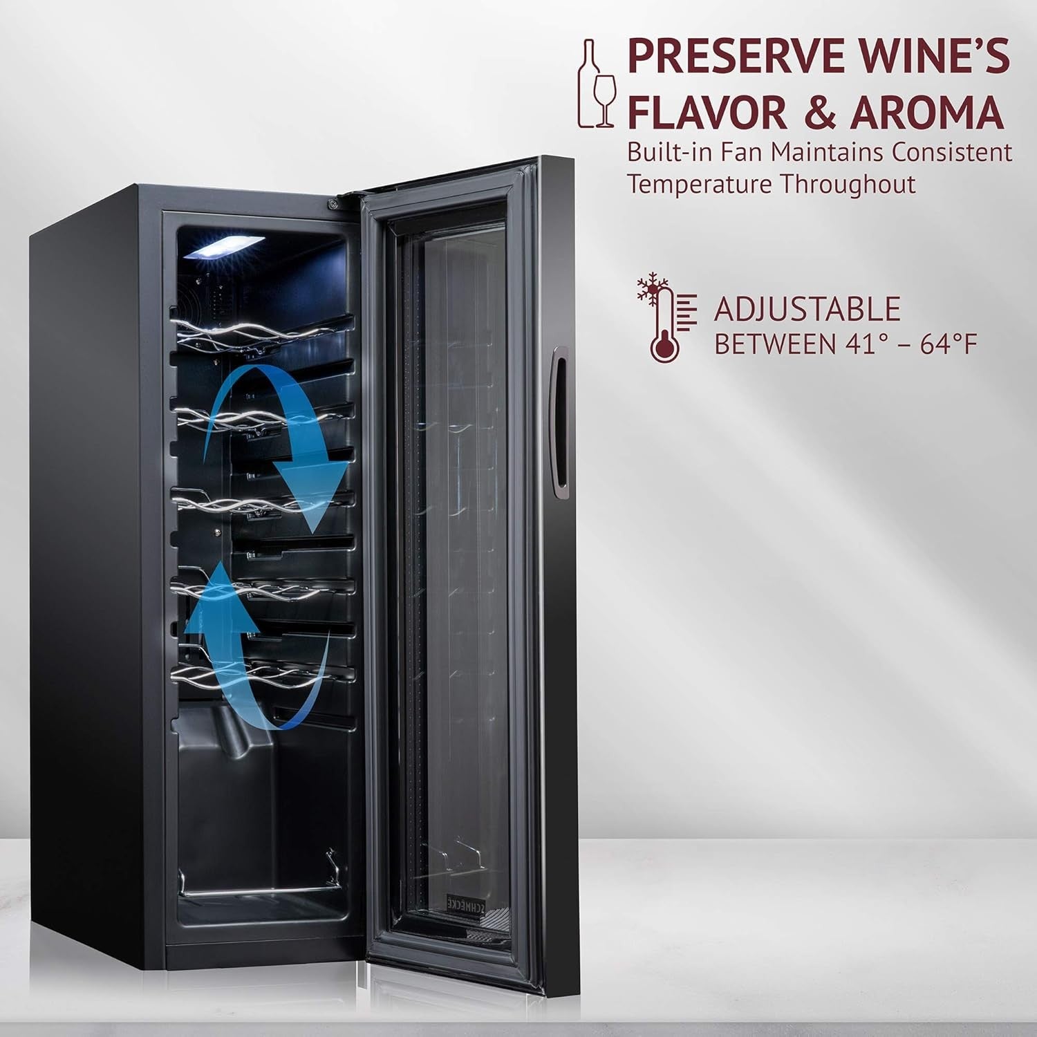 12 Bottle Wine Cooler Fridge Compressor Digital Temp Lock Black Freestanding