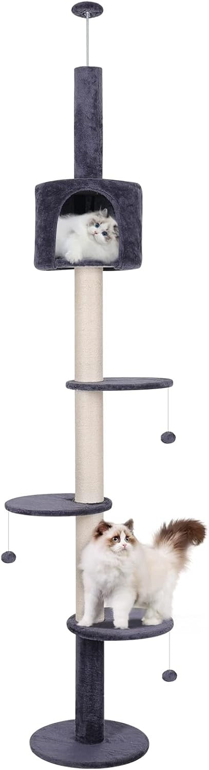 Floor to Ceiling Cat Tree 260cm Adjustable Tower Scratching Post