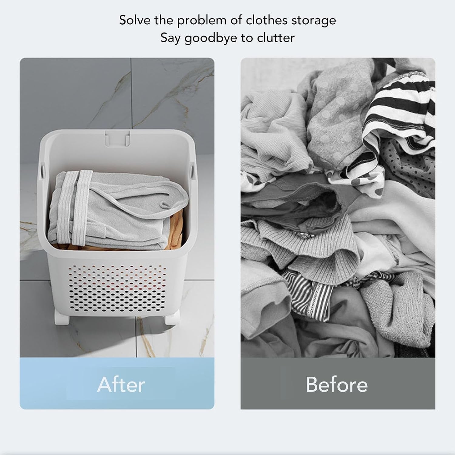 2 Tier Rolling Laundry Hamper Basket Stackable Organizer with Wheels White