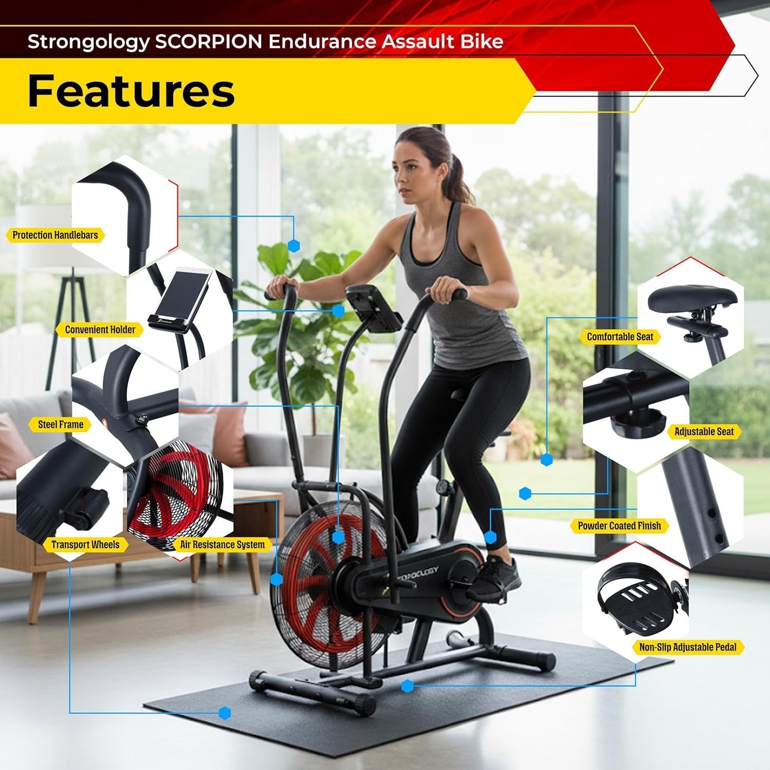 Compact Assault Air Bike with Fan Resistance Full-Body Workout & LCD Display