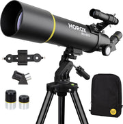 80mm Aperture 500mm Refractor Telescope for Adults & Kids with Tripod - Black