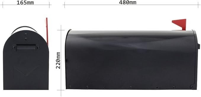 Lockable Steel Mailbox Black – Weatherproof, Surface Mount, Mail Notifier